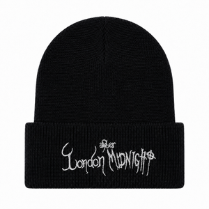 London After Midnight White Logo Embroidered Beanie