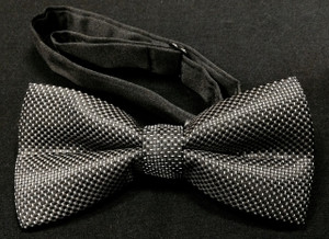 White and Black Pin Checkered Bow Tie