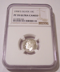 1998 S Silver Roosevelt Dime Proof PF70 UC NGC