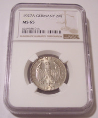 Germany - Weimar Republic - 1927 A Silver 2 Reichsmark MS65 NGC