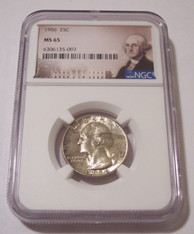 1956 Washington Quarter MS65 NGC Toning Portrait Label