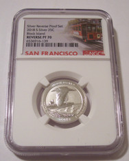 2018 S Silver Block Island NP Quarter Reverse Proof PF70 NGC Trolley Label