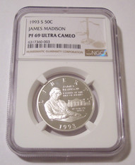 1993 S James Madison Bill of Rights Commemorative Silver Half Dollar Proof PF69 UC NGC