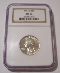 1963 D Washington Quarter MS64 NGC