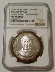 1967-70 Franklin Mint Presidential Silver Medal Zachary Taylor Proof PF67 Cameo NGC