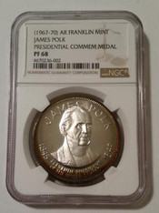 1967-70 Franklin Mint Presidential Silver Medal James Polk Proof PF68 NGC