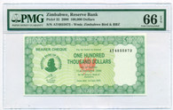 Zimbabwe 2006 100,000 Dollars Bank Note Gem Unc 66 EPQ PMG