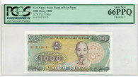Vietnam 1988 1000 Dong Bank Note Gem New 66 PPQ PCGS Currency  *Sample*