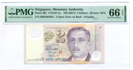 Singapore 2017 2 Dollars Bank Note Gem Unc 66 EPQ PMG