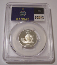 2005 S Silver Kansas State Quarter Proof PR69 DCAM PCGS Flag Label