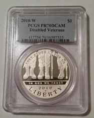 2010 W Disabled Veterans Commemorative Silver Dollar Proof PR70 DCAM PCGS