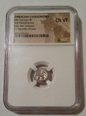 Thracian Chersonesus 4th Century BC AR Hemidrachm obv lion Ch VF NGC