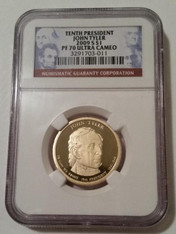 2009 S Presidential Dollar John Tyler Proof PF70 UC NGC