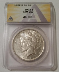 1922 Peace Silver Dollar VAM-2EU R6 AU55 ANACS
