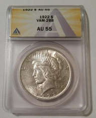 1922 Peace Silver Dollar VAM-2BB R5 AU55 ANACS