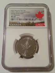 Canada 2021 Test Token Nickel Plated Steel MS64 First Releases