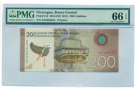 Nicaragua 2014 200 Cordobas Bank Note Gem Unc 66 EPQ PMG