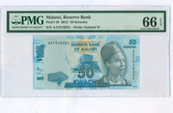 Malawi 2012 50 Kwacha Bank Note Gem Unc 66 EPQ PMG