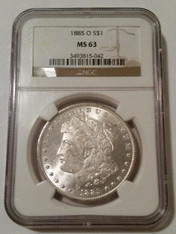 1885 O Morgan Silver Dollar MS63 NGC