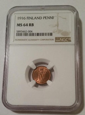 Finland (Under Russia) Nicholas II 1916 Penni MS64 RB NGC