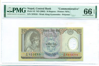 Nepal 2002 10 Rupees Bank Note Commemorative Gem Unc 66 EPQ PMG