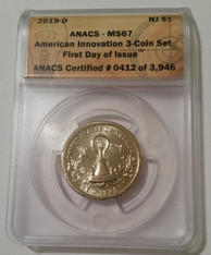 2019 D American Innovation Dollar New Jersey MS67 ANACS FDI