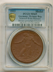 Germany - Weimar Republic - 1923 Porcelain Medal Scheuch-818a Meissen MS65 PCGS