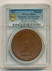 Germany - Weimar Republic - 1922 Porcelain Medal Scheuch-709a Dobeln MS66 PCGS