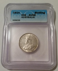 Australia George V 1914 Silver Shilling AU58 ICG