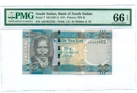 South Sudan 2011 10 Pounds Bank Note Gem Unc 66 EPQ PMG