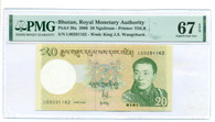 Bhutan 2006 20 Ngultrum Bank Note Superb Gem Unc 67 EPQ PMG