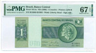 Brazil 1980 1 Cruzeiro Bank Note Superb Gem Unc 67 EPQ PMG