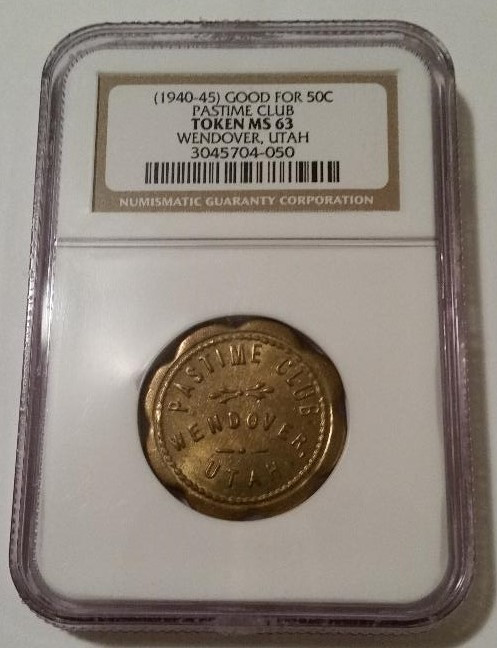 Wendover UT 1940-45 Merchant Trade Token Pastime Club Good For 50