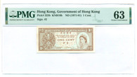 Hong Kong 1971-81 1 Cent Note Ch Unc 63 PMG