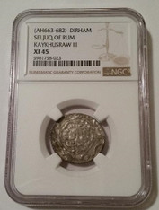 Middle Ages - Seljuq of Rum - Kaykhusraw III 1265-84 Silver Dirham XF45 NGC