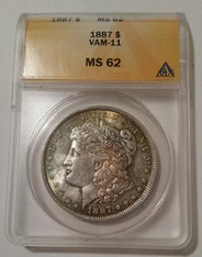 1887 Morgan Silver Dollar VAM-11 R3 MS62 ANACS Nice Toning