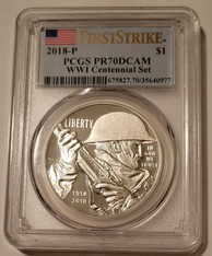 2018 P WWI Centennial Commemorative Silver Dollar Proof PR70 DCAM PCGS FS