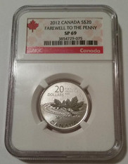 Canada 2012 Silver $20 Farewell to the Penny SP69 NGC
