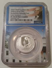 2020 S Silver Marsh Billings Rockefeller NP Quarter Proof PF70 UC NGC ER White House Frame Holder