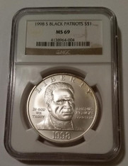 1998 S Silver Crispus Attucks Commemorative Silver Dollar MS69 NGC