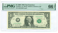 1999 FRB San Francisco $1 Star / Replacement Note Gem Unc 66 EPQ PMG