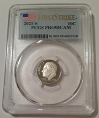 2021 S Clad Roosevelt Dime Proof PR69 DCAM PCGS First Strike