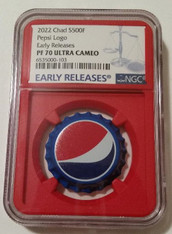Chad 2022 Silver 500 Francs Pepsi Logo Bottle Cap Proof PF70 UC NGC Red Core Early Releases
