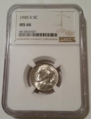 1945 S Jefferson Silver Nickel MS66 NGC