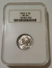 1943 S Jefferson Silver Nickel MS66 NGC OH
