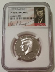 1997 S Clad Kennedy Half Dollar Proof PF70 UC NGC Portrait Label