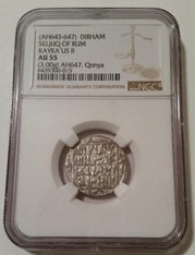 Seljuq of Rum Kaykaus II (AH643-647) c 1246-1262 AD Silver Dirham AU55 NGC
