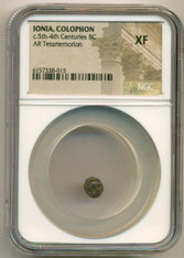 Ancient Greek Ionia Colophon 5th-4th Centuries BC AR Tetartemorion XF NGC