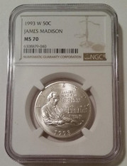 1993 W James Madison - Bill of Rights Commemorative Silver Half Dollar MS70 NGC