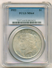 1922 Peace Silver Dollar MS64 PCGS Toned
